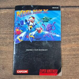 Capcom Mega Man X SNES Manual Black Good Original Instruction Booklet